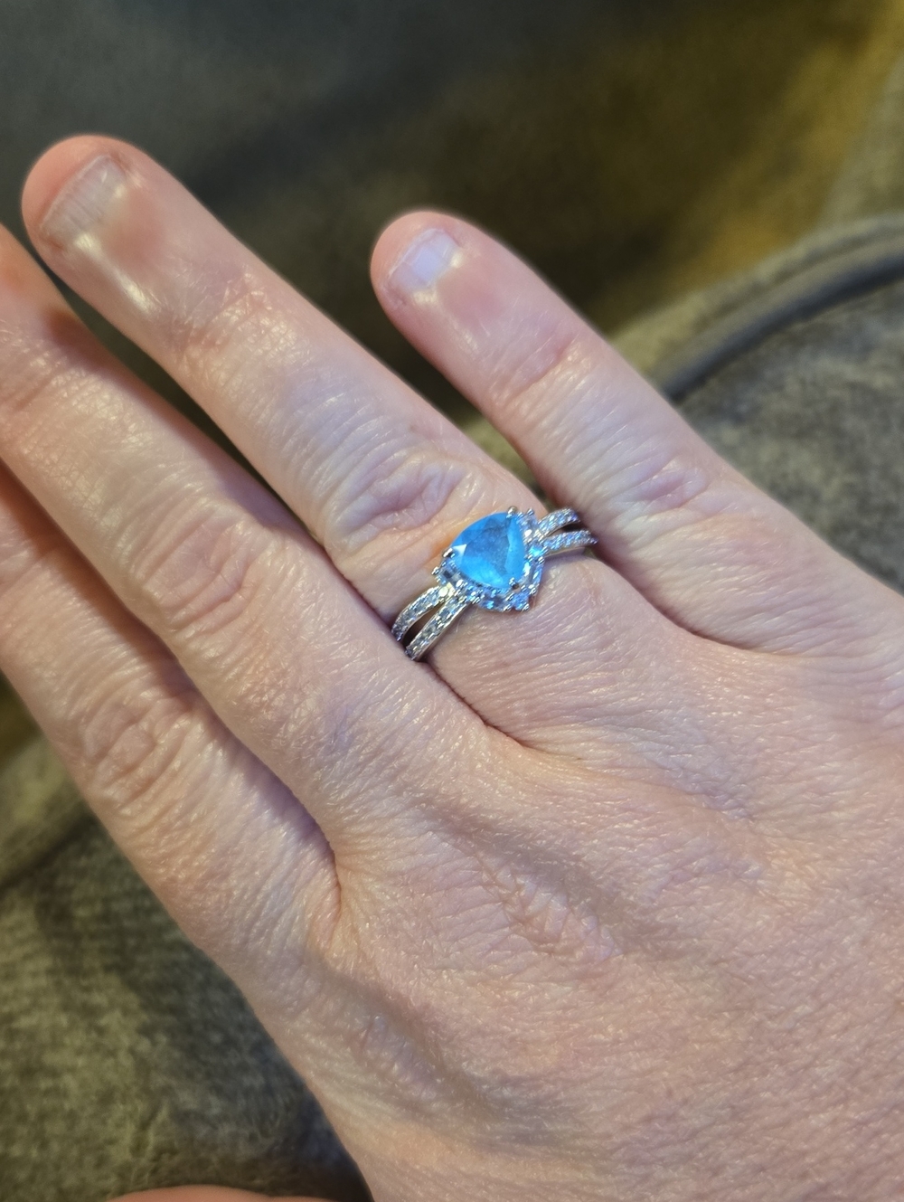 BP Queen Of Elegance Lab Created Aqua Blue Quartz On Rhodium Plating
